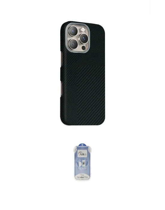 ieg™ iPhone 16 Pro Kılıf Kozmos Klasik Prime - Siyah Joko Magic 5D Cam