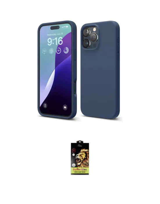 ieg™ iPhone 16 Pro Kılıf Kozmos Yansıma Özel Seri - Siyah Buffer Cam Ekran Koruyucu