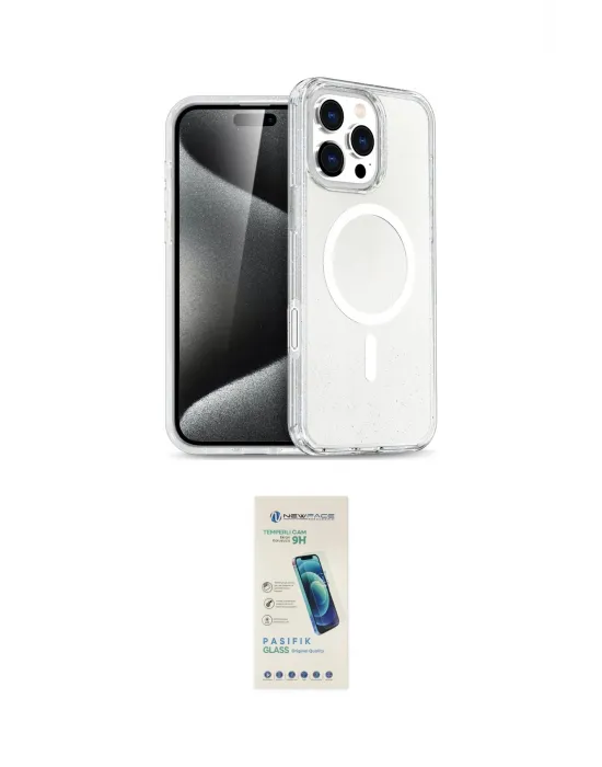 ieg™ iPhone 16 Pro Kılıf Nova Asil Prime - Şeffaf Pasifik Cam Ekran Koruyucu