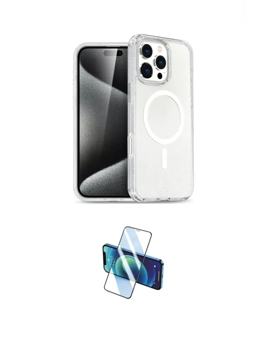ieg™ iPhone 16 Pro Kılıf Nova Asil Prime - Siyah 3D Antistatik Cam Ekran Koruyucu
