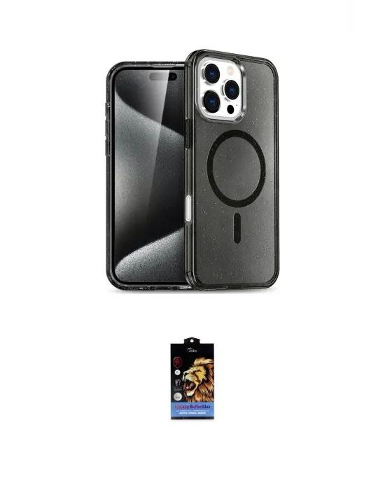 ieg™ iPhone 16 Pro Kılıf Nova Asil Prime - Siyah Buffer Hayalet Cam Ekran Koruyucu