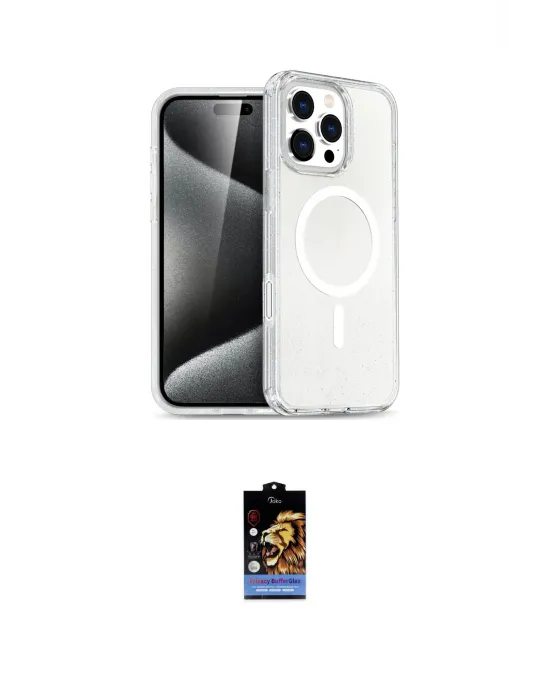ieg™ iPhone 16 Pro Kılıf Nova Asil Prime - Siyah Buffer Hayalet Cam Ekran Koruyucu