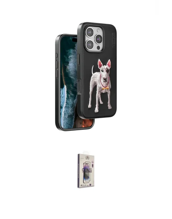 ieg™ iPhone 16 Pro Kılıf Nova Form Koleksiyonu - Siyah Bilvis 3D Cam Ekran Koruyucu