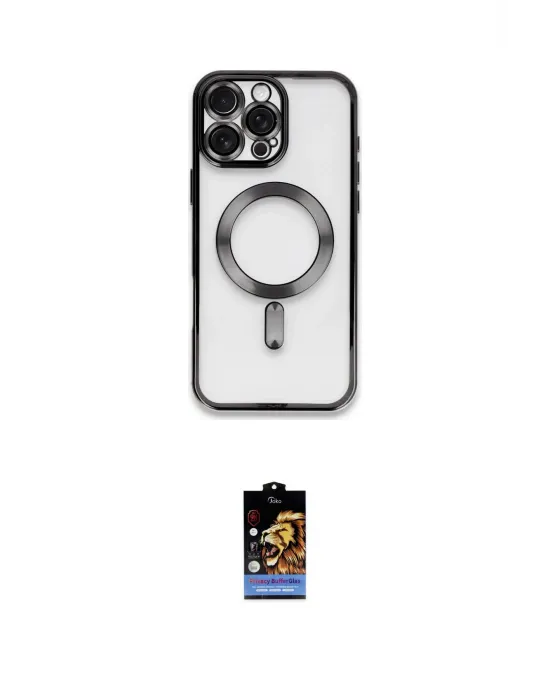 ieg™ iPhone 16 Pro Kılıf Nova Işık Özel Seri - Siyah Buffer Hayalet Cam Ekran Koruyucu