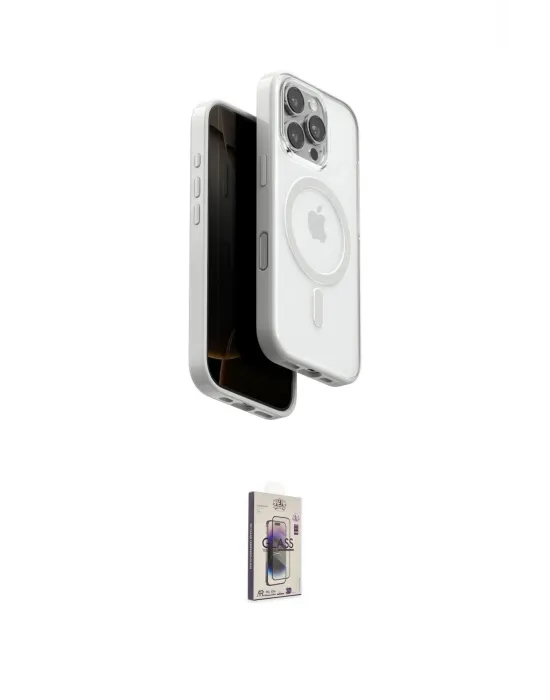 ieg™ iPhone 16 Pro Kılıf Pusula Form Serisi - Siyah Bilvis 3D Cam Ekran Koruyucu