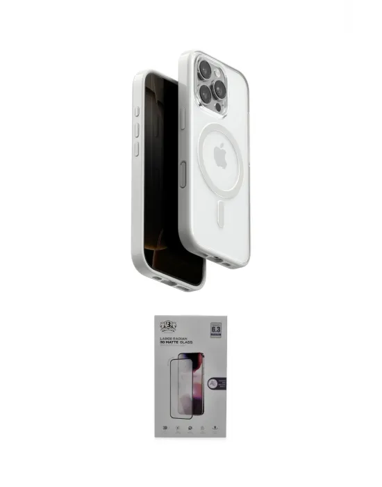 ieg™ iPhone 16 Pro Kılıf Pusula Form Serisi - Siyah Bilvis 3D Mat Cam Ekran Koruyucu