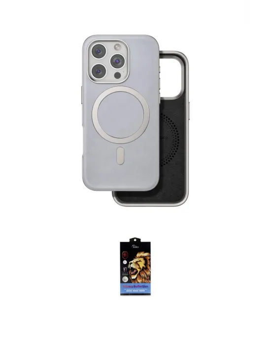 ieg™ iPhone 16 Pro Kılıf Pusula Işık Koleksiyonu - Siyah Buffer Hayalet Cam Ekran Koruyucu