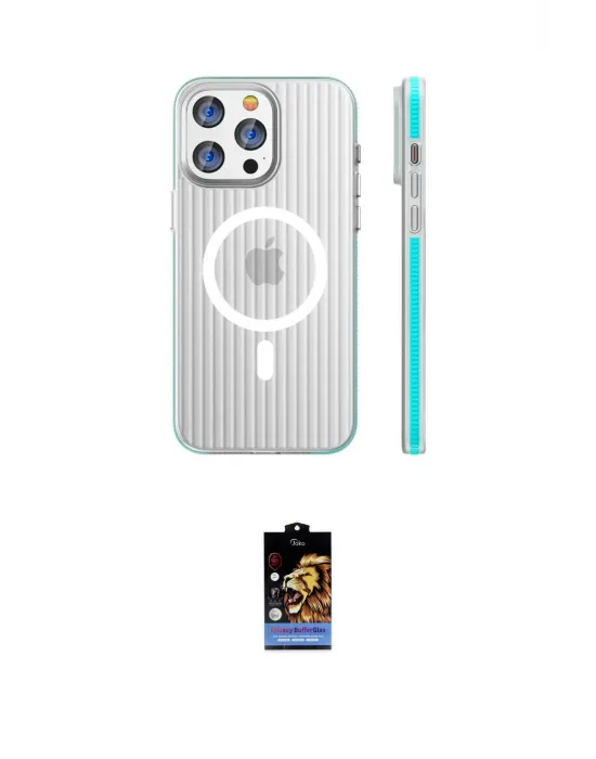 ieg™ iPhone 16 Pro Kılıf Pusula Minimal Koleksiyonu - Siyah Buffer Hayalet Cam Ekran Koruyucu