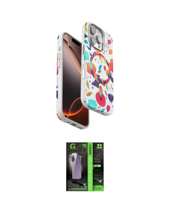ieg™ iPhone 16 Pro Kılıf Siluet Doku - Şeffaf 360 Full Body Arka Koruyucu