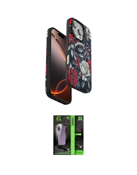 ieg™ iPhone 16 Pro Kılıf Siluet Doku - Şeffaf 360 Full Body Arka Koruyucu
