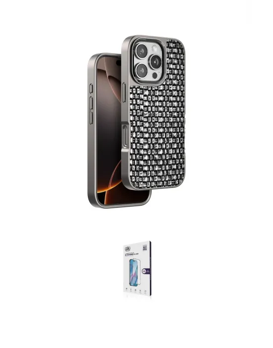 ieg™ iPhone 16 Pro Kılıf Siluet Form Serisi - Siyah Bilvis 0.18mm Plus Cam Ekran Koruyucu