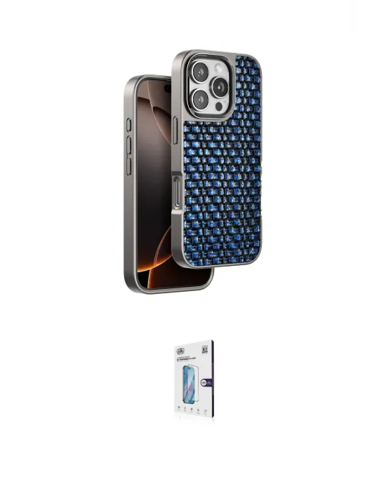 ieg™ iPhone 16 Pro Kılıf Siluet Form Serisi - Siyah Bilvis 0.18mm Plus Cam Ekran Koruyucu