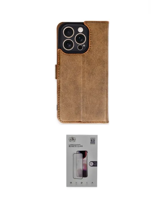 ieg™ iPhone 16 Pro Kılıf Siluet Işık Serisi - Siyah Bilvis 3D Mat Cam Ekran Koruyucu