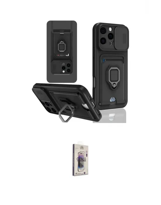 ieg™ iPhone 16 Pro Kılıf Vadi Form Prime - Siyah Bilvis 3D Cam Ekran Koruyucu