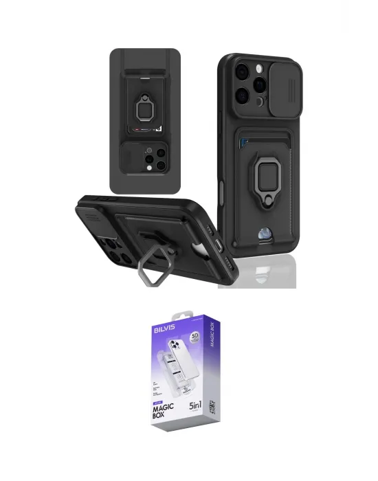 ieg™ iPhone 16 Pro Kılıf Vadi Form Prime - Siyah Bilvis 5in1 3D Magic Cam Ekran Koruyucu