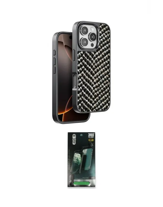 ieg™ iPhone 16 Pro Kılıf Vadi Özel Seri - Siyah 360 Mat Full Body Arka Koruyucu