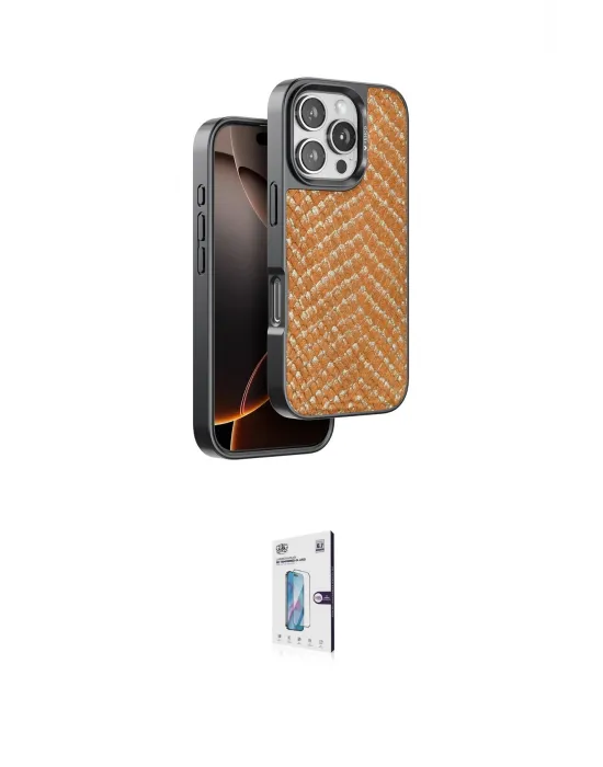 ieg™ iPhone 16 Pro Kılıf Vadi Özel Seri - Siyah Bilvis 0.18mm Plus Cam Ekran Koruyucu