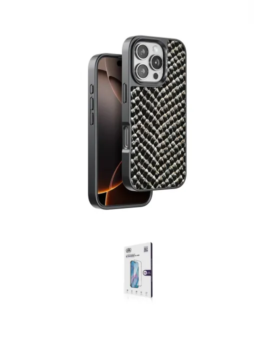 ieg™ iPhone 16 Pro Kılıf Vadi Özel Seri - Siyah Bilvis 0.18mm Plus Cam Ekran Koruyucu