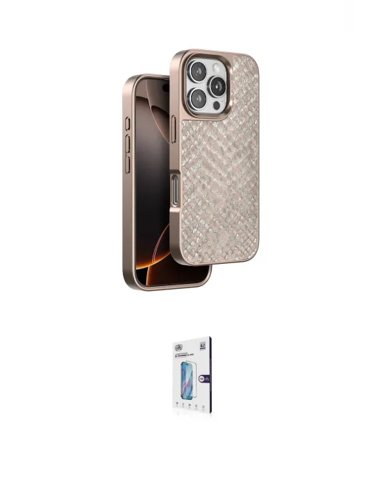 ieg™ iPhone 16 Pro Kılıf Vadi Özel Seri - Siyah Bilvis 0.18mm Plus Cam Ekran Koruyucu
