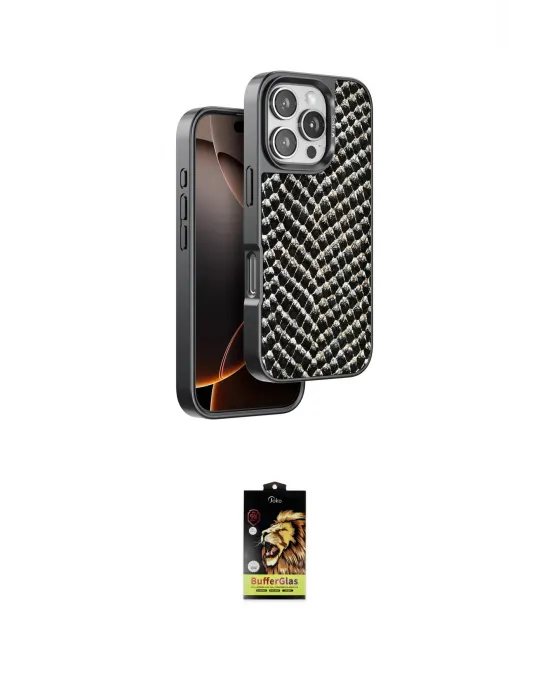 ieg™ iPhone 16 Pro Kılıf Vadi Özel Seri - Siyah Buffer Cam Ekran Koruyucu