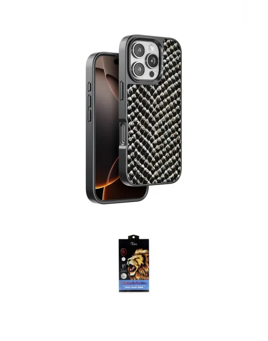 ieg™ iPhone 16 Pro Kılıf Vadi Özel Seri - Siyah Buffer Hayalet Cam Ekran Koruyucu