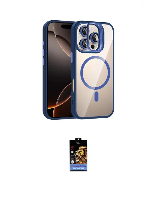 ieg™ iPhone 16 Pro Kılıf Yadigar Asil Koleksiyonu - Siyah Buffer Hayalet Cam Ekran Koruyucu