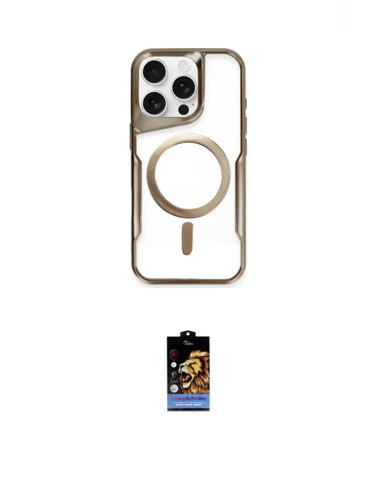 ieg™ iPhone 16 Pro Kılıf Yadigar Klasik Özel Seri - Siyah Buffer Hayalet Cam Ekran Koruyucu