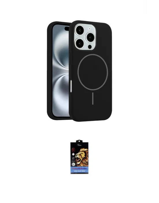 ieg™ iPhone 16 Pro Kılıf Yankı Form Serisi - Siyah Buffer Hayalet Cam Ekran Koruyucu