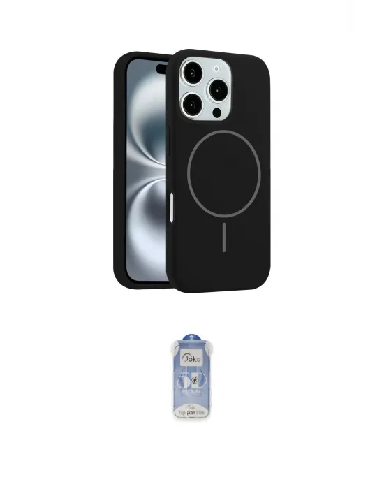 ieg™ iPhone 16 Pro Kılıf Yankı Form Serisi - Siyah Joko Magic 5D Cam