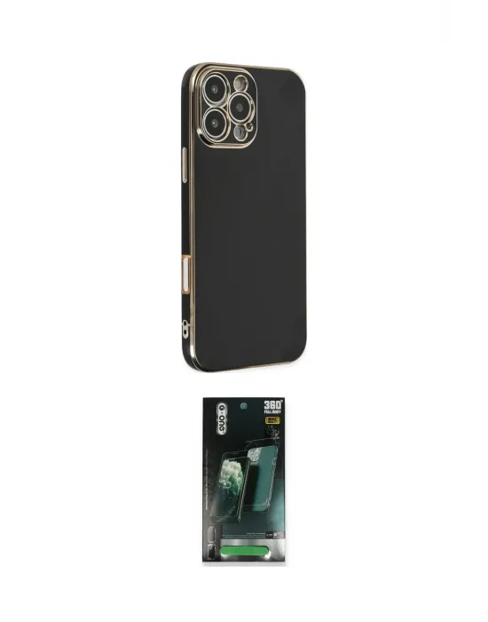 ieg™ iPhone 16 Pro Kılıf Yankı Serisi - Siyah 360 Mat Full Body Arka Koruyucu