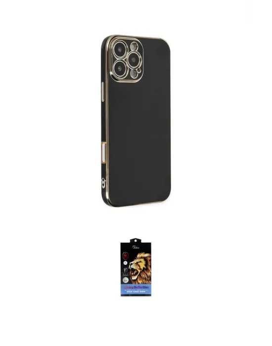 ieg™ iPhone 16 Pro Kılıf Yankı Serisi - Siyah Buffer Hayalet Cam Ekran Koruyucu
