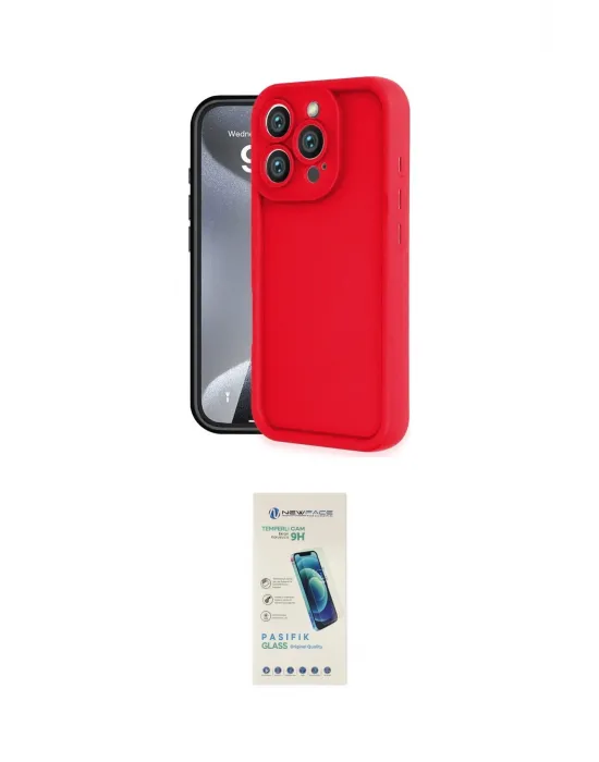 ieg™ iPhone 16 Pro Kılıf Yankı Yansıma Özel Seri - Şeffaf Pasifik Cam Ekran Koruyucu