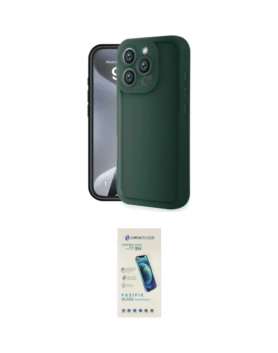ieg™ iPhone 16 Pro Kılıf Yankı Yansıma Özel Seri - Şeffaf Pasifik Cam Ekran Koruyucu