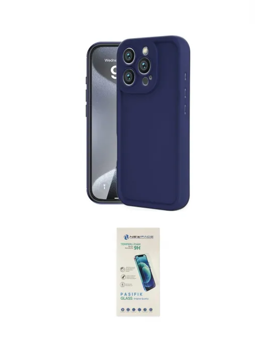 ieg™ iPhone 16 Pro Kılıf Yankı Yansıma Özel Seri - Şeffaf Pasifik Cam Ekran Koruyucu