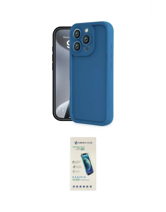 ieg™ iPhone 16 Pro Kılıf Yankı Yansıma Özel Seri - Şeffaf Pasifik Cam Ekran Koruyucu