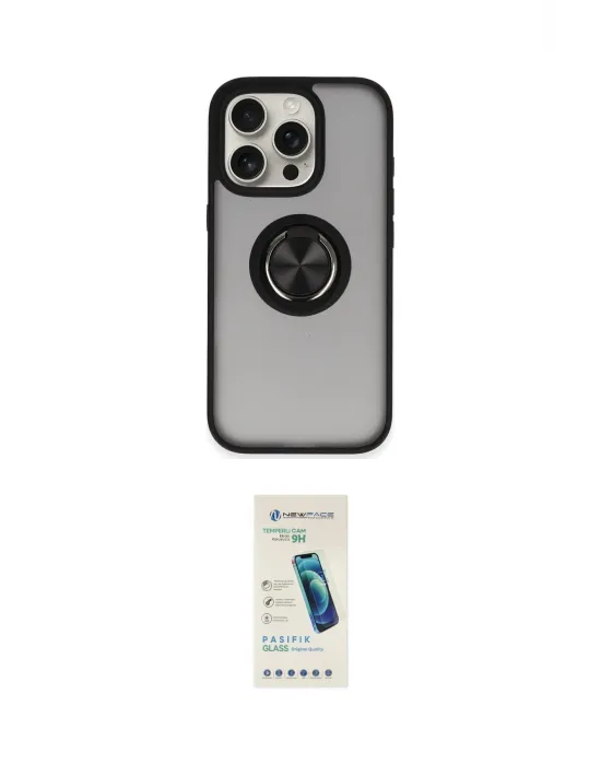 ieg™ iPhone 16 Pro Kılıf Yörünge Çizgi - Şeffaf Pasifik Cam Ekran Koruyucu