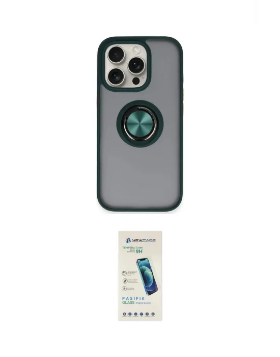 ieg™ iPhone 16 Pro Kılıf Yörünge Çizgi - Şeffaf Pasifik Cam Ekran Koruyucu
