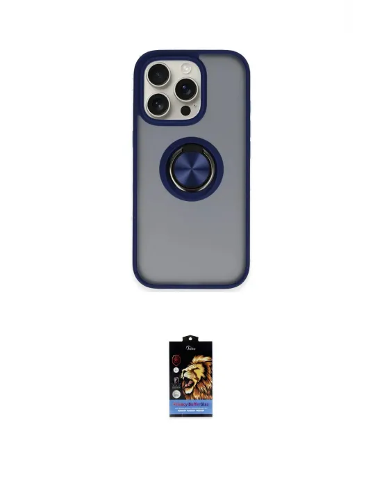 ieg™ iPhone 16 Pro Kılıf Yörünge Çizgi - Siyah Buffer Hayalet Cam Ekran Koruyucu