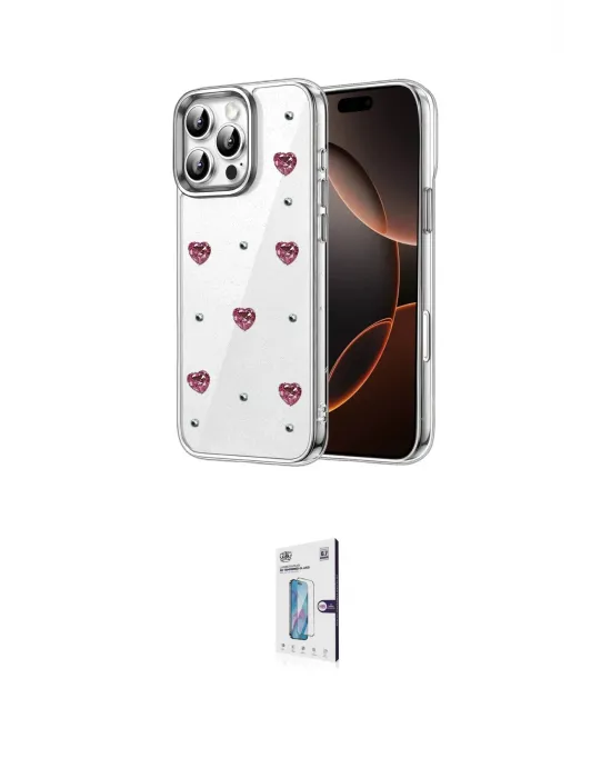 ieg™ iPhone 16 Pro Kılıf Yörünge Form - Siyah Bilvis 0.18mm Plus Cam Ekran Koruyucu