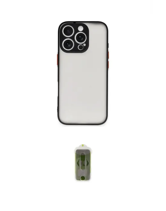 ieg™ iPhone 16 Pro Max Kılıf Ahenk Çizgi Serisi - Siyah Joko Magic 5D Hayalet Cam