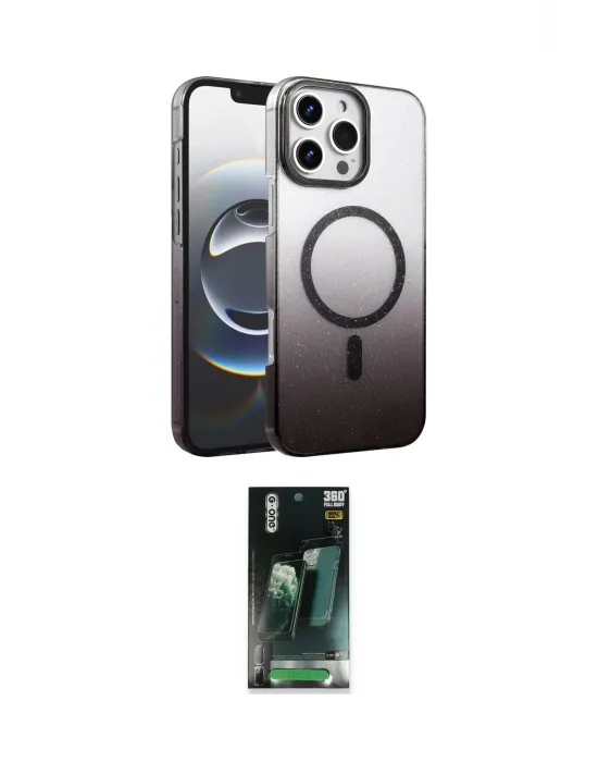 ieg™ iPhone 16 Pro Max Kılıf Ahenk Doku Özel Seri - Siyah 360 Mat Full Body Arka Koruyucu