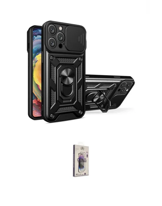 ieg™ iPhone 16 Pro Max Kılıf Ahenk Klasik - Siyah Bilvis 3D Cam Ekran Koruyucu