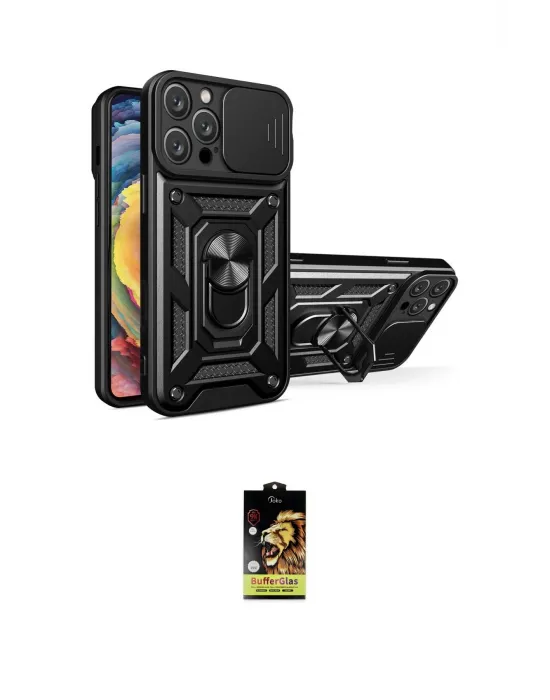 ieg™ iPhone 16 Pro Max Kılıf Ahenk Klasik - Siyah Buffer Cam Ekran Koruyucu