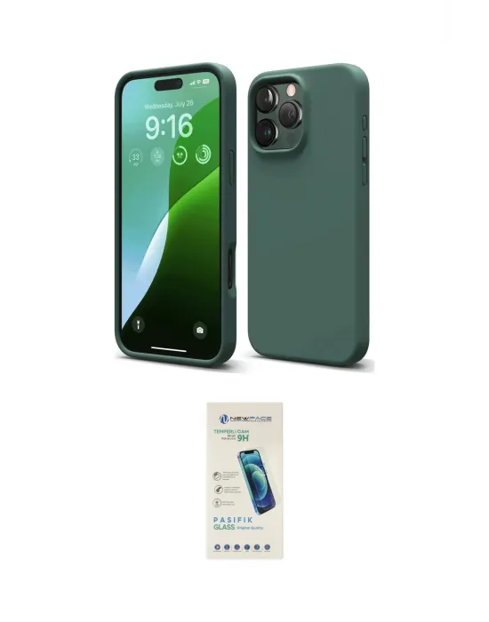 ieg™ iPhone 16 Pro Max Kılıf Ahenk Serisi - Şeffaf Pasifik Cam Ekran Koruyucu