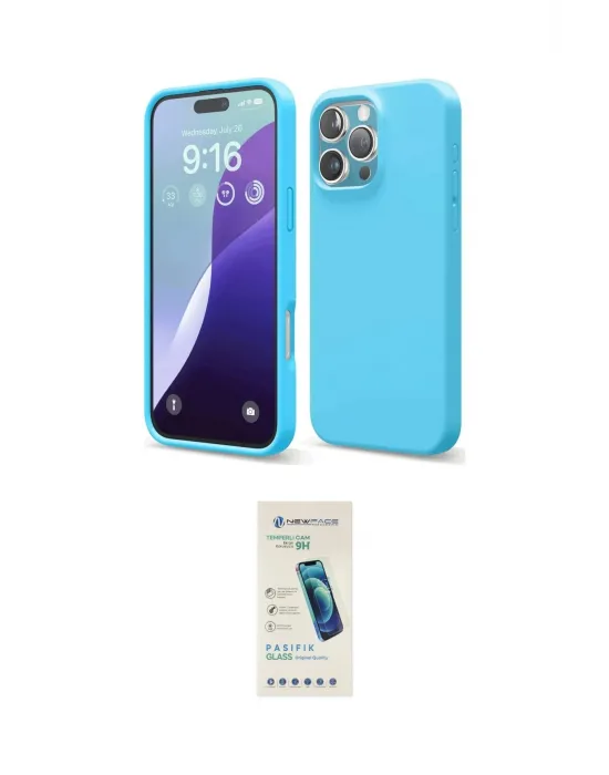 ieg™ iPhone 16 Pro Max Kılıf Ahenk Serisi - Şeffaf Pasifik Cam Ekran Koruyucu