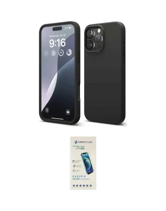 ieg™ iPhone 16 Pro Max Kılıf Ahenk Serisi - Şeffaf Pasifik Cam Ekran Koruyucu