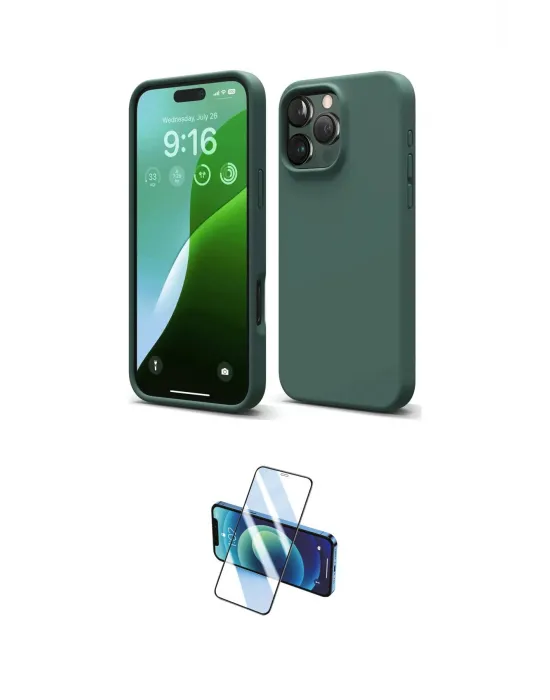 ieg™ iPhone 16 Pro Max Kılıf Ahenk Serisi - Siyah 3D Antistatik Seramik Nano Ekran Koruyucu