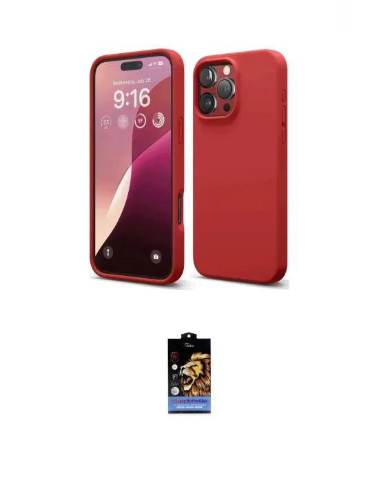 ieg™ iPhone 16 Pro Max Kılıf Ahenk Serisi - Siyah Buffer Hayalet Cam Ekran Koruyucu