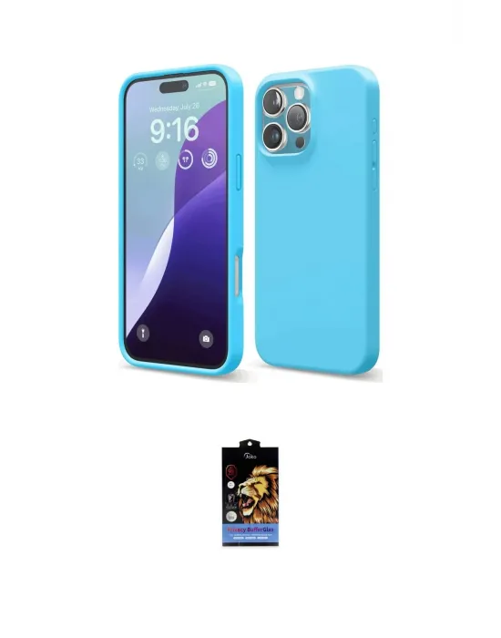ieg™ iPhone 16 Pro Max Kılıf Ahenk Serisi - Siyah Buffer Hayalet Cam Ekran Koruyucu