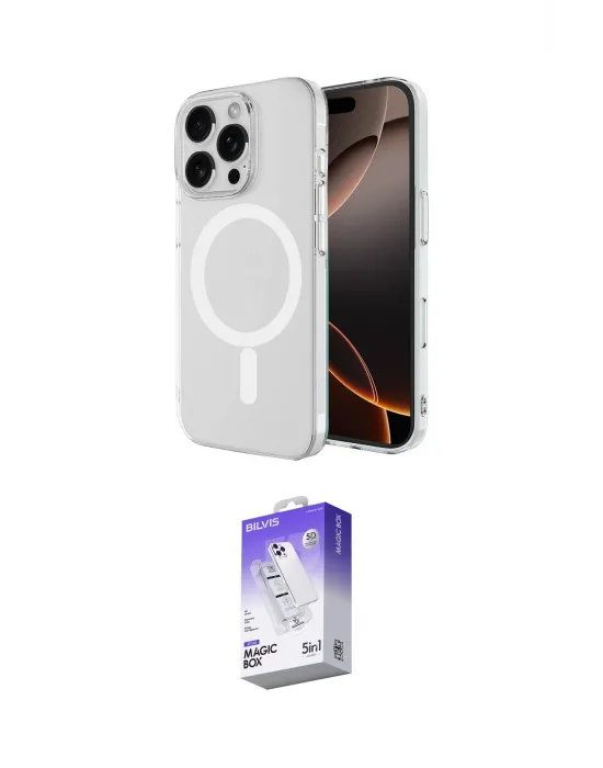ieg™ iPhone 16 Pro Max Kılıf Ahenk Yansıma Prime - Siyah Bilvis 5in1 3D Magic Cam Ekran Koruyucu